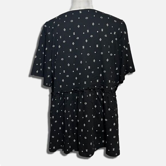 Torrid Black Babydoll Top Relaxed Tie Front Vintage Cotton Jersey Knit 3X - Picture 8 of 15